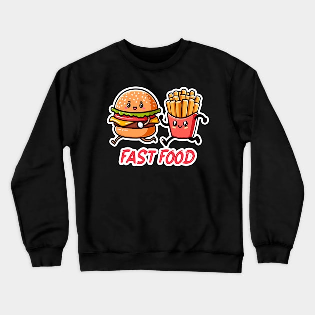 Fast Food Hamburger and French Fries Crewneck Sweatshirt by Plushism